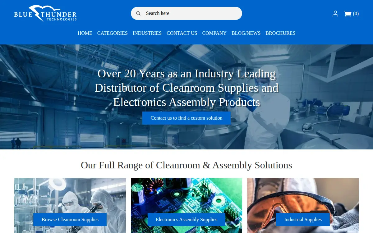 Homepage of Blue Thunder Technologies, LLC