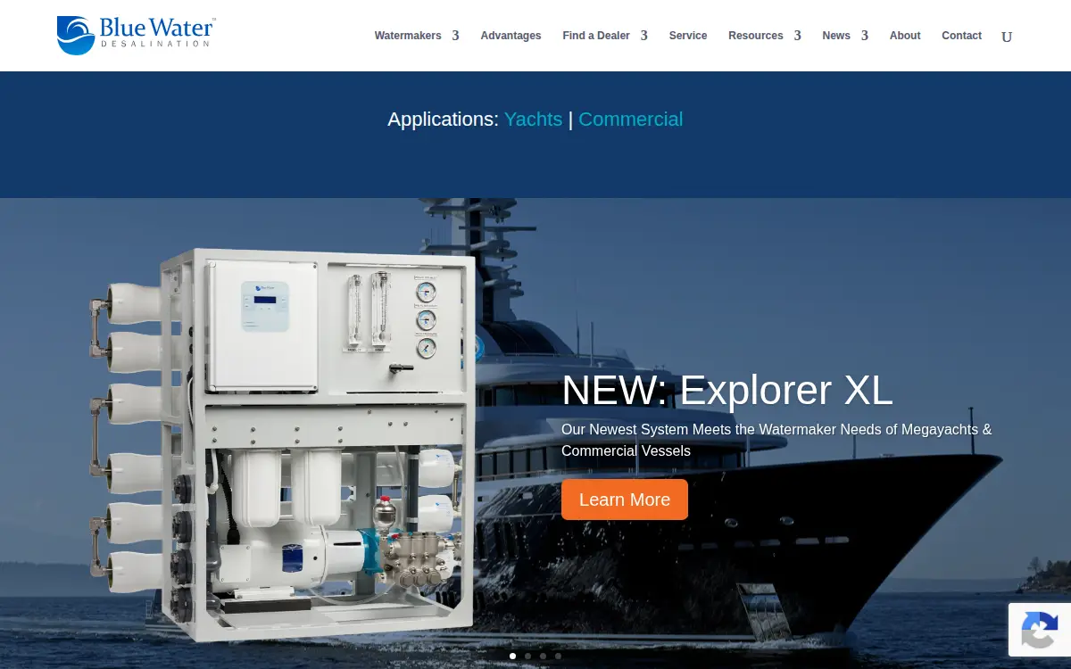 Homepage of Blue Water Desalination LLC