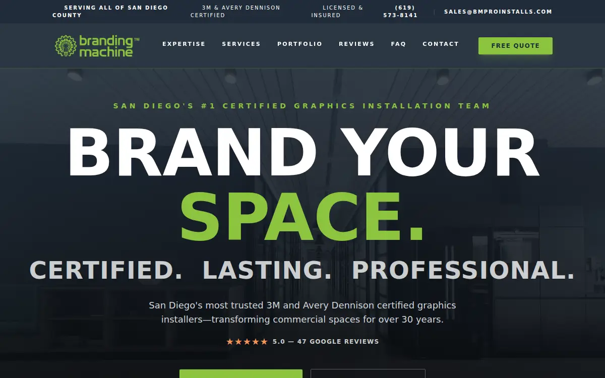 Homepage of The Branding Machine