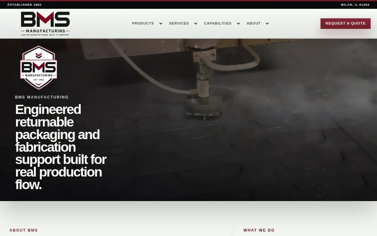 Homepage of Bms Manufacturing Company, INC.