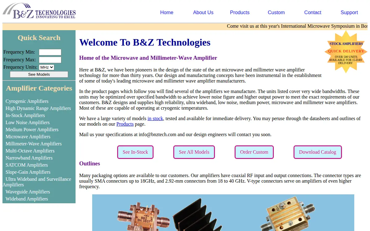 Homepage of B & Z Technologies, LLC