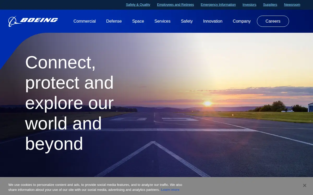Homepage of The Boeing Company