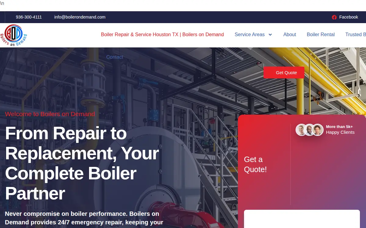 Homepage of Boilers on Demand LLC