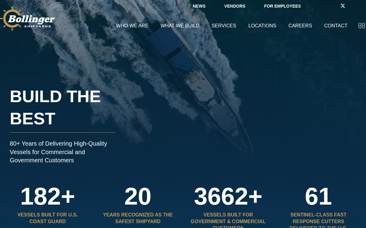 Homepage of Bollinger Marine Fabricators, L.l.c.