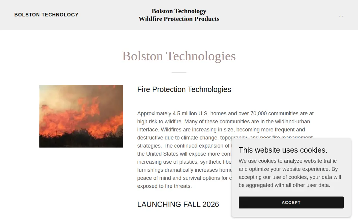 Homepage of Bolston, LLC