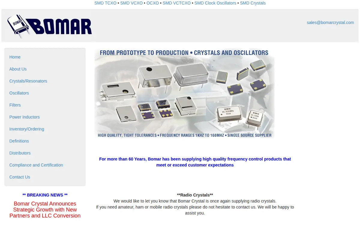 Homepage of Bomar Exo Limited Liability Company