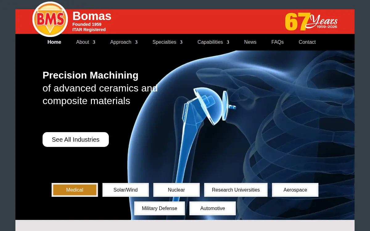 Homepage of Bomas Machine Specialties INC