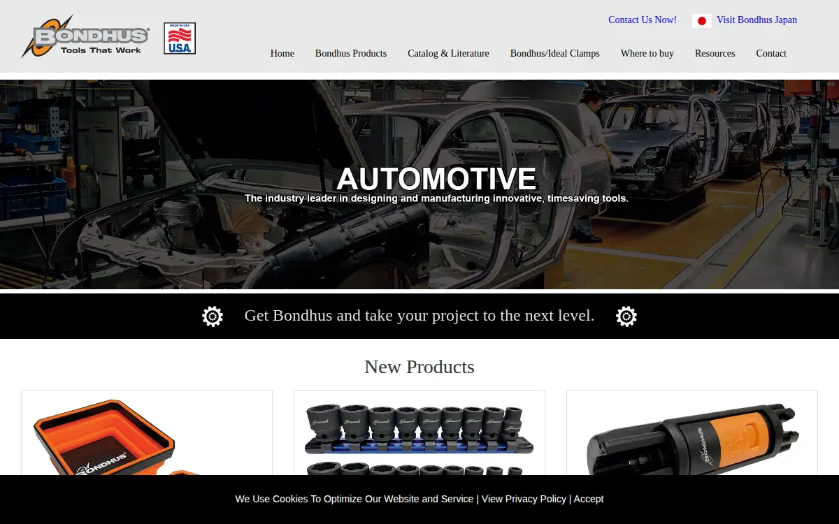 Homepage of Bondhus CORP
