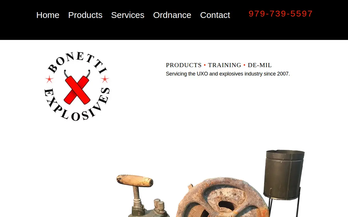 Homepage of Bonetti Explosives LLC