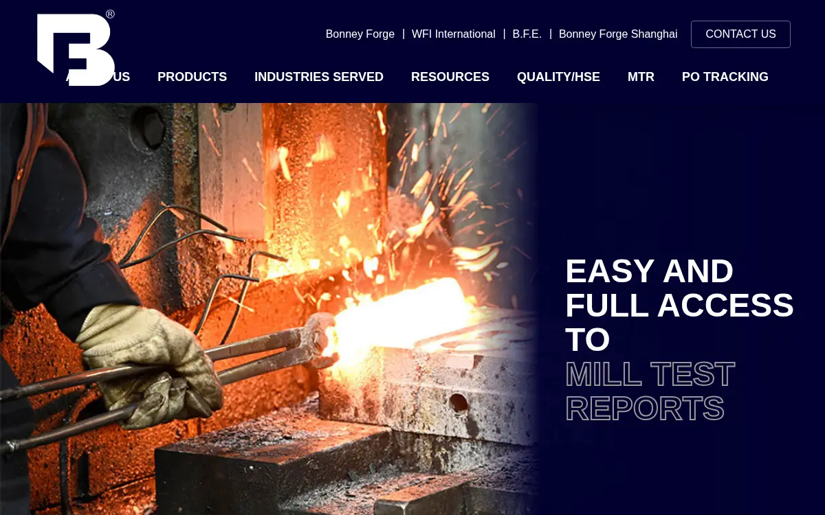 Homepage of Bonney Forge CORP