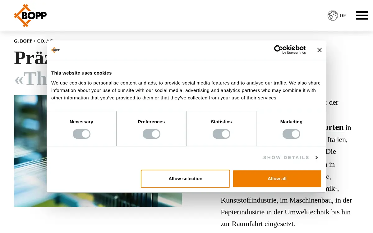 Homepage of G. Bopp USA INC.