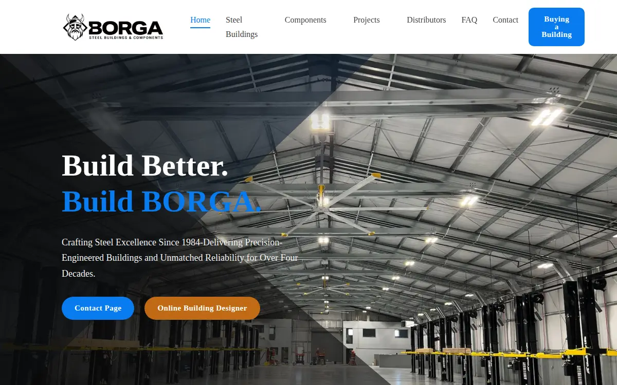 Homepage of Borga Steel Buildings & Components INC