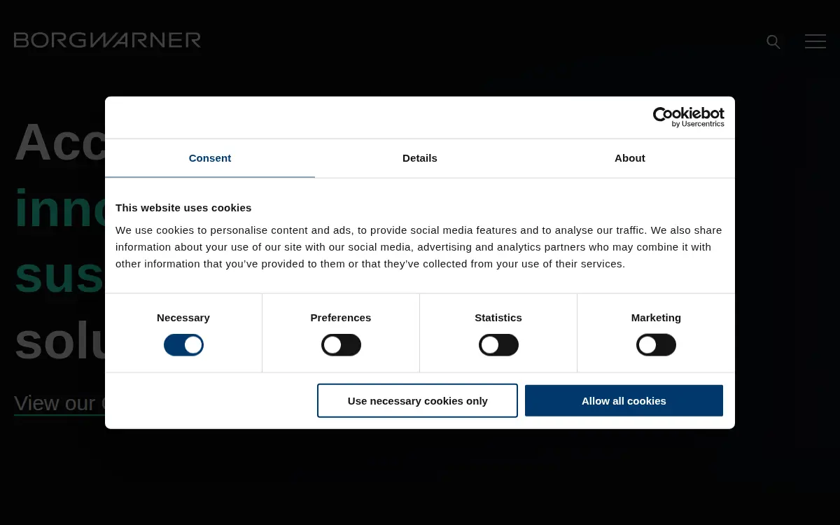 Homepage of Borgwarner INC.