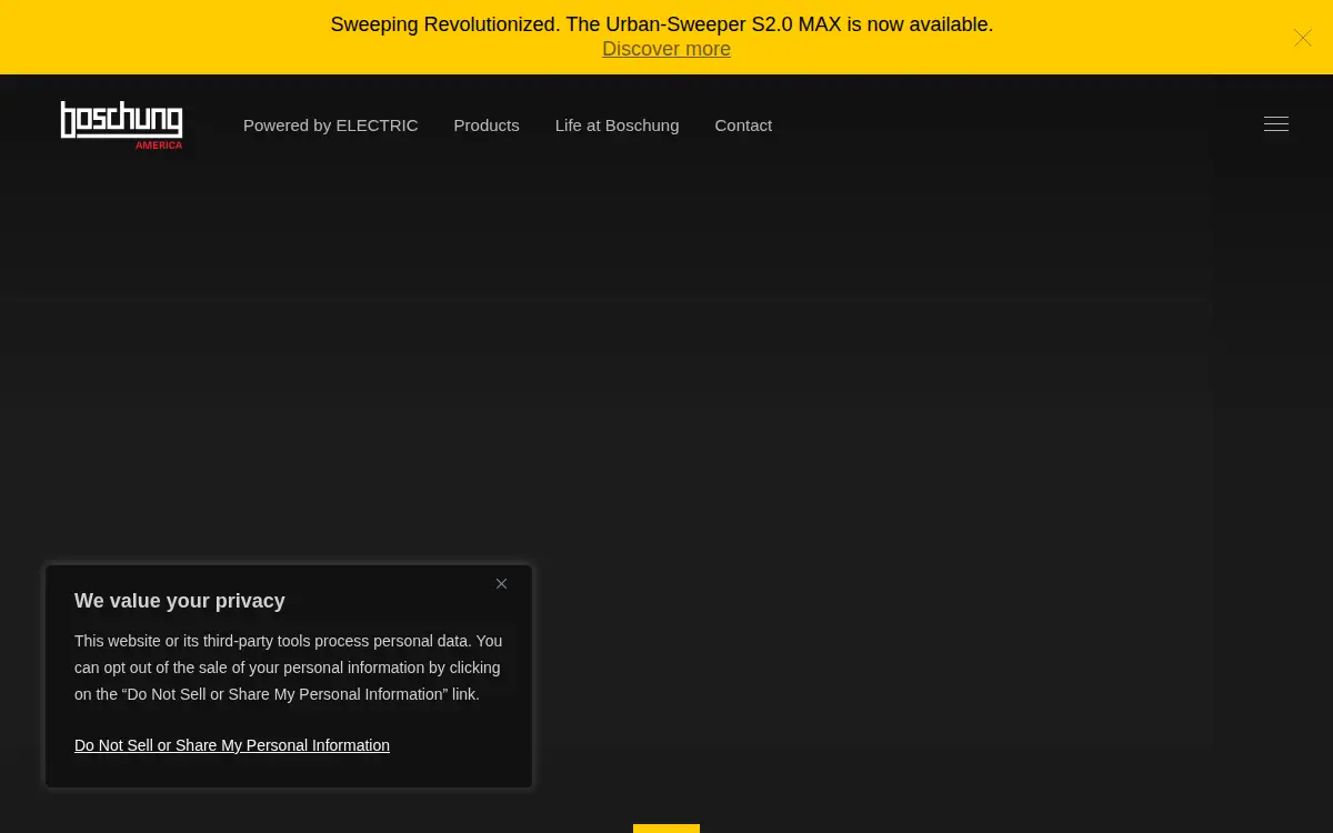 Homepage of Boschung America, LLC