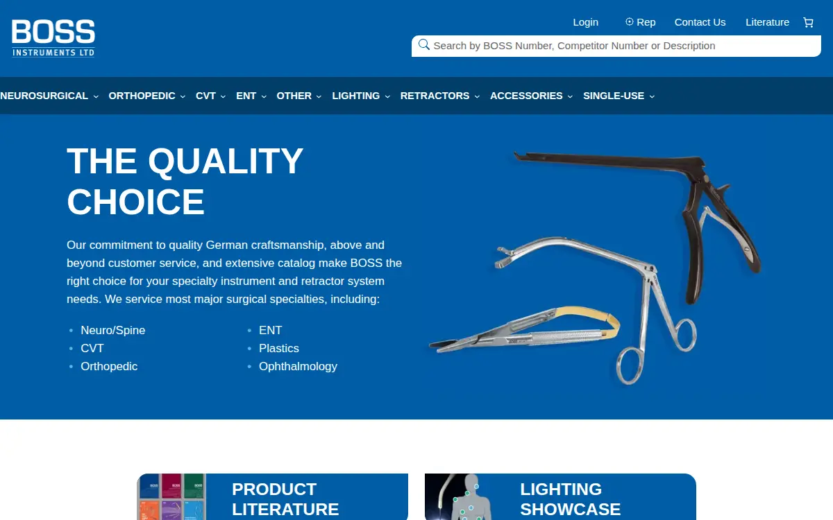 Homepage of Boss Instruments, Limited INC
