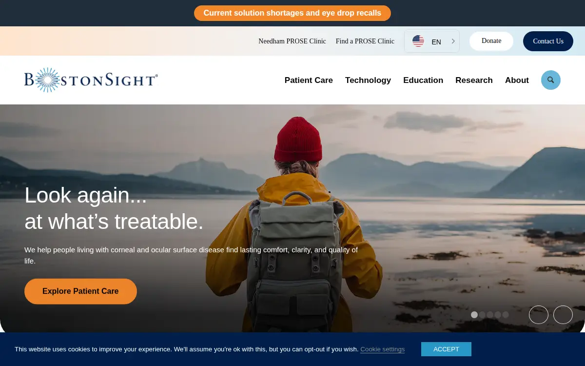 Homepage of Boston Foundation for Sight, Inc., the