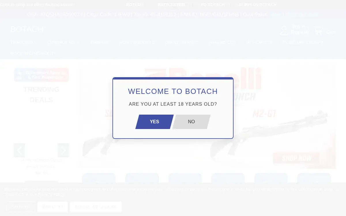 Homepage of Botach INC.