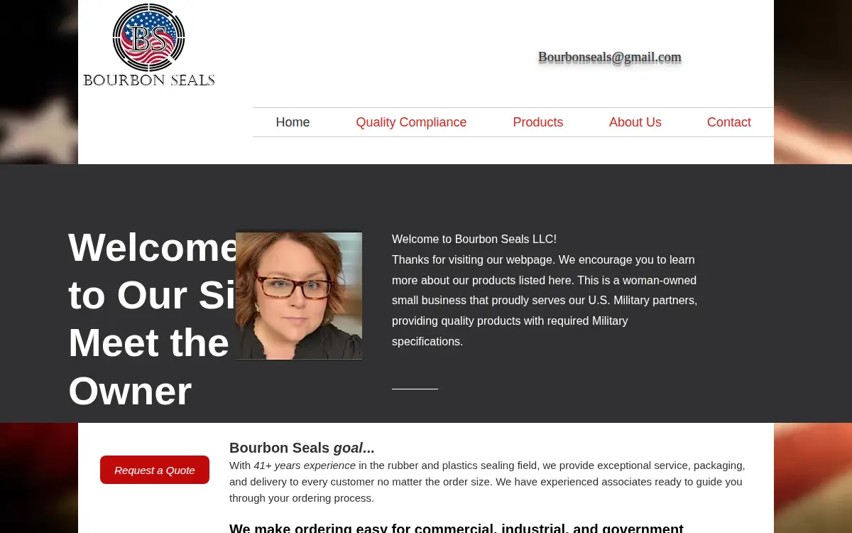 Homepage of Bourbon Seals LLC