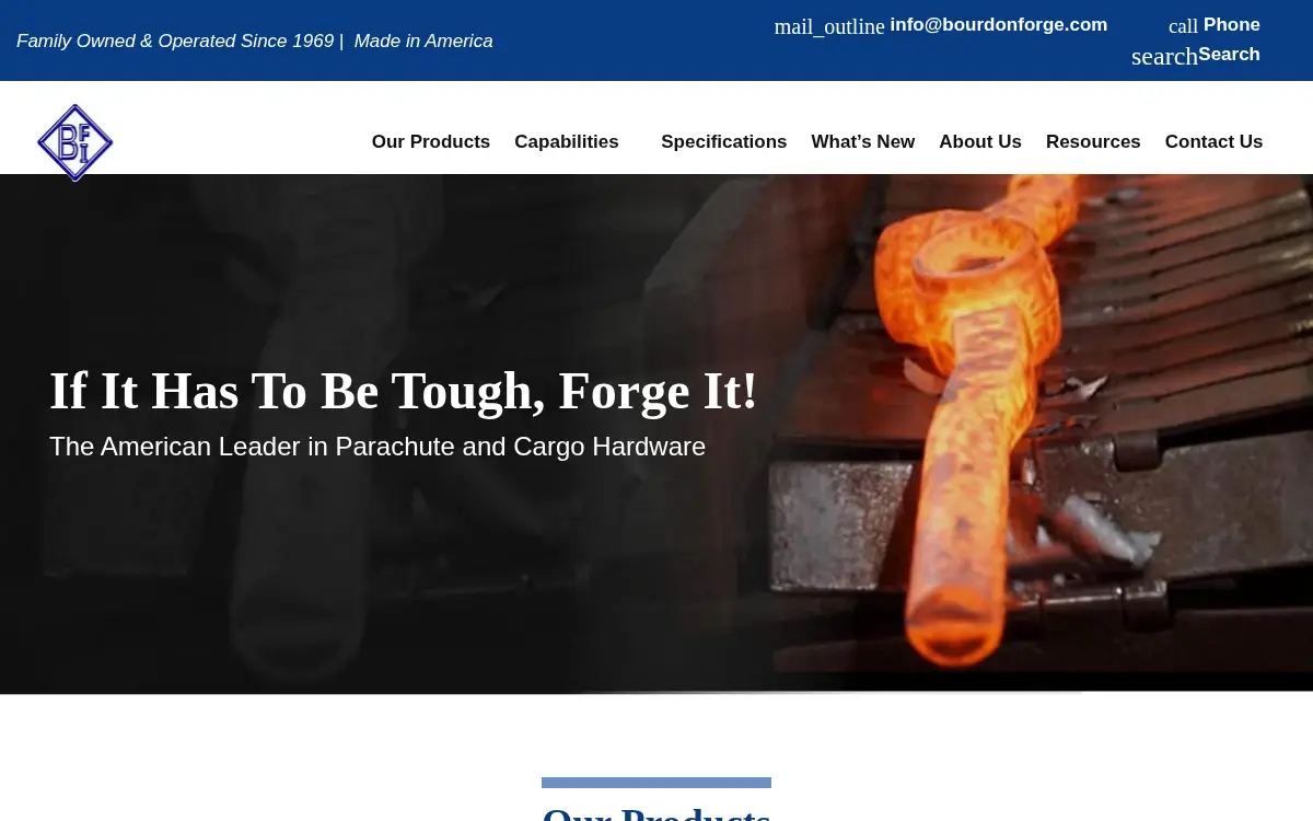 Homepage of Bourdon Forge CO INC