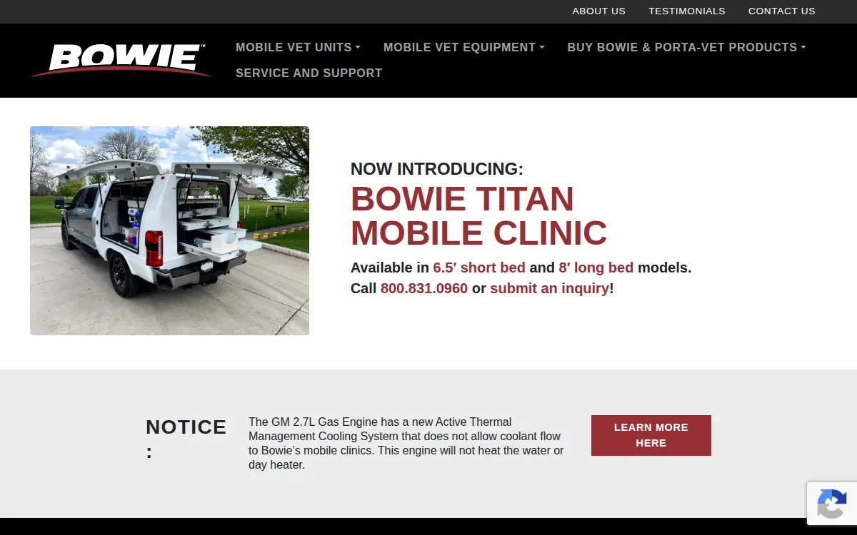 Homepage of Bowie International LLC