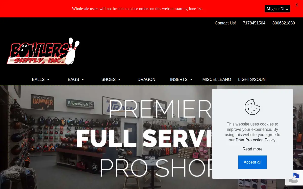 Homepage of Bowlers Supply INC