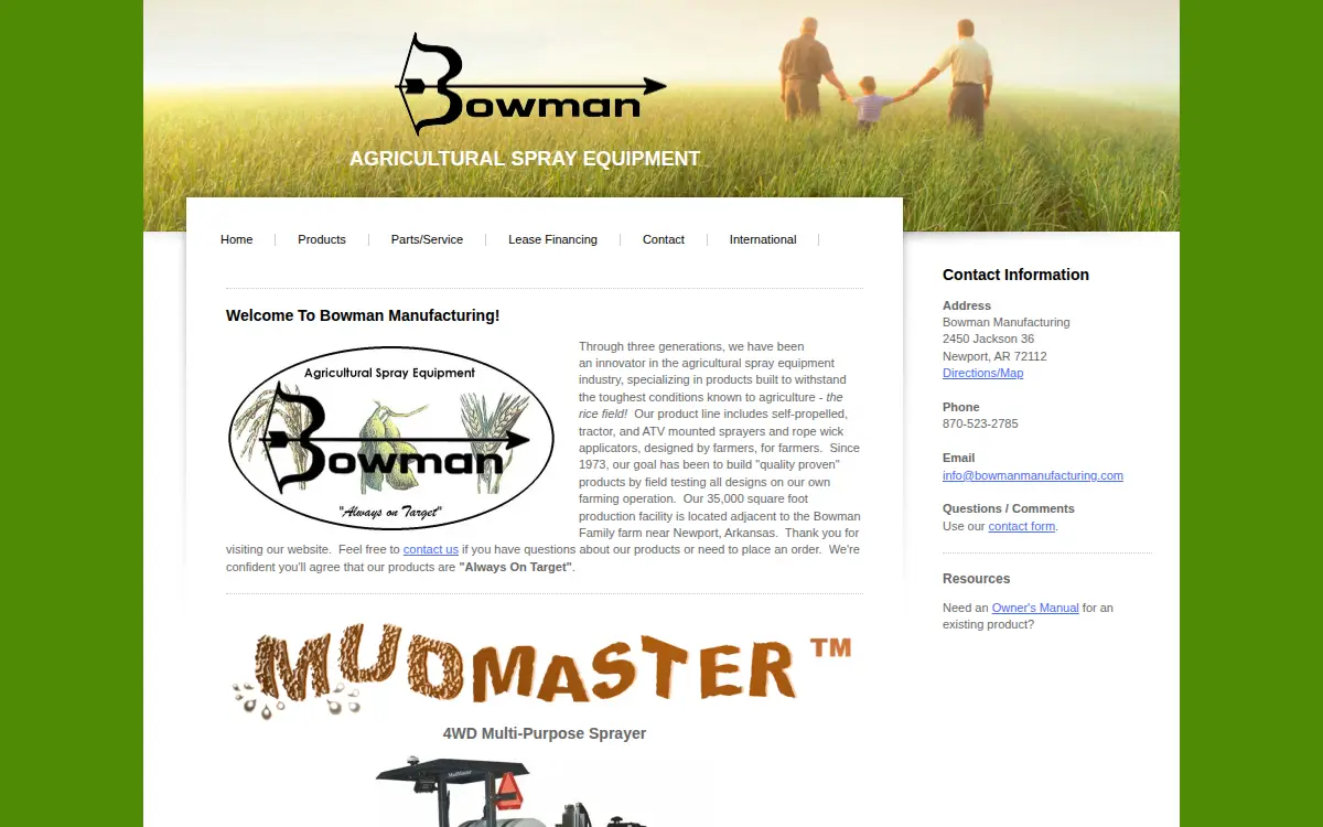 Homepage of Bowman Manufacturing CO INC