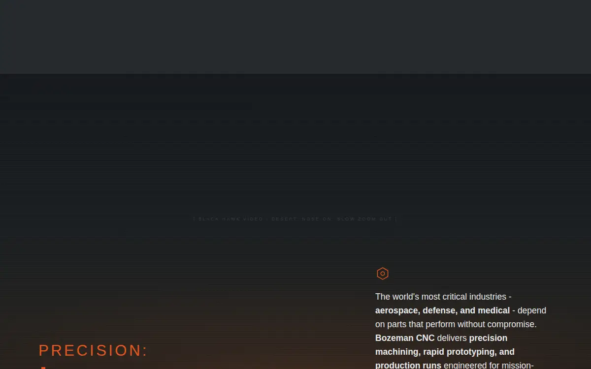 Homepage of Bozeman Cnc LLC