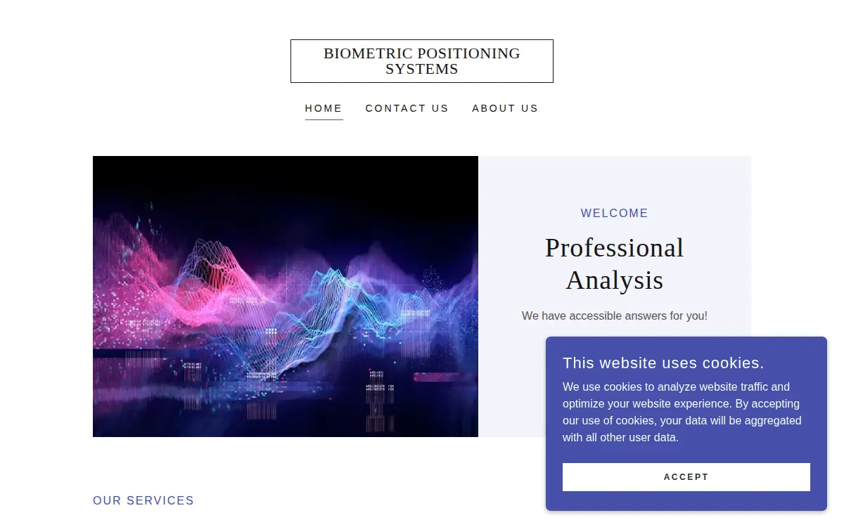 Homepage of Biometric Positioning Systems LLC