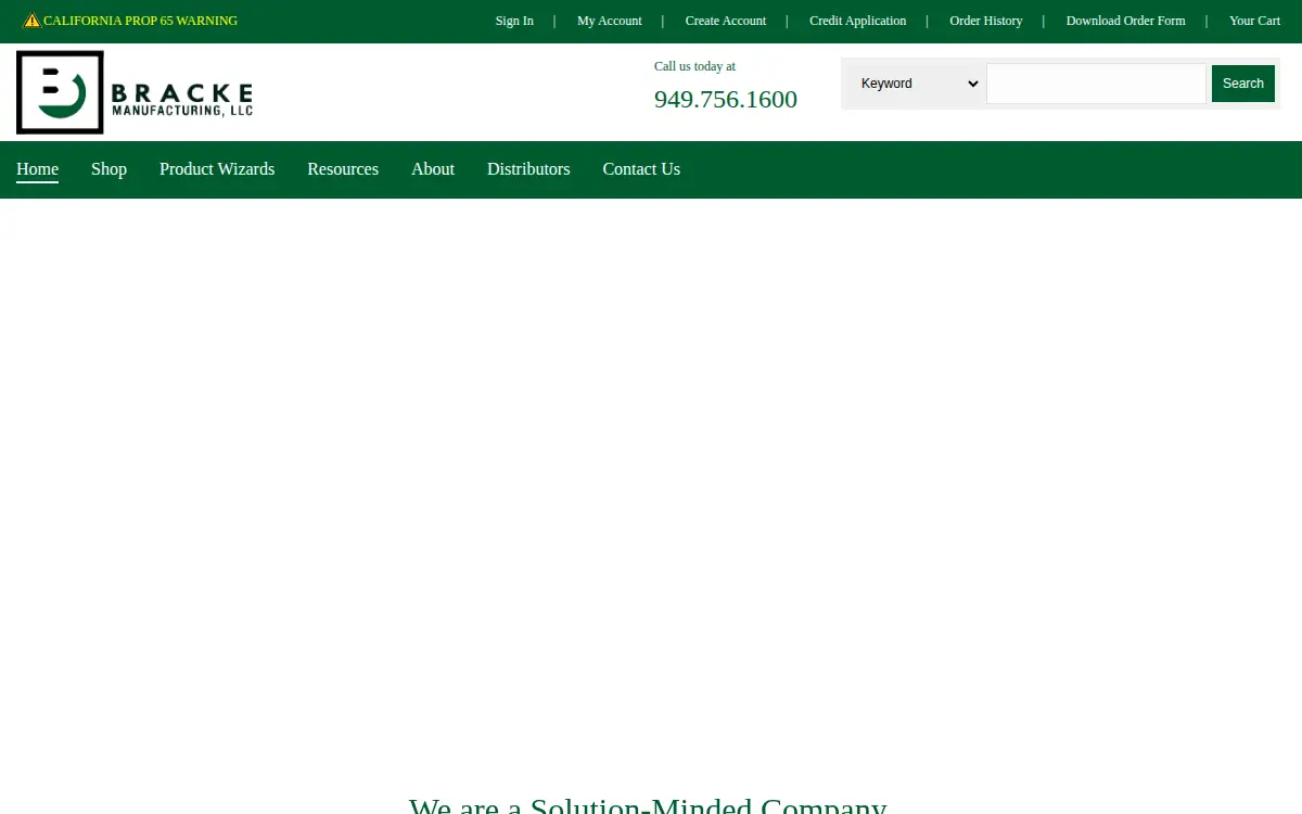 Homepage of Bracke Manufacturing, LLC