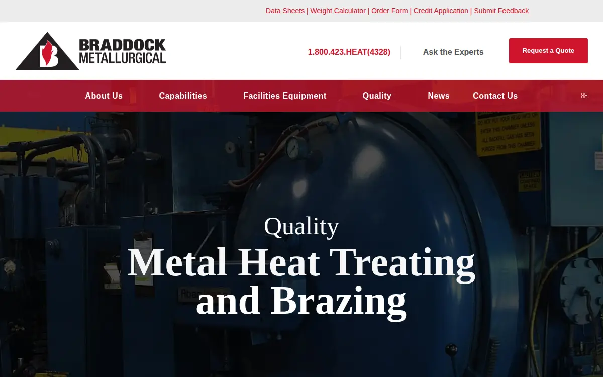 Homepage of Braddock Heat Treating CO.