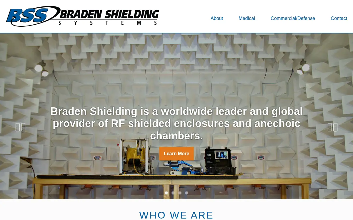 Homepage of Braden Shielding Systems, L.l.c