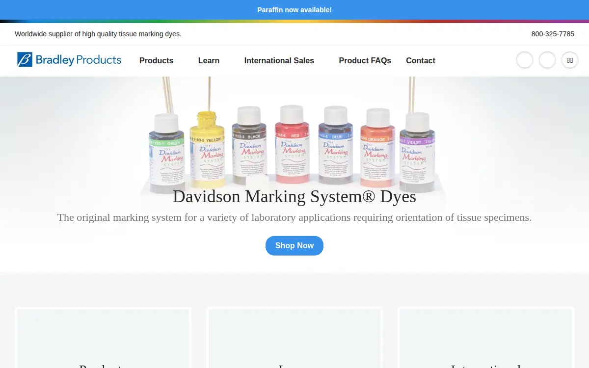 Homepage of Bradley Products INC