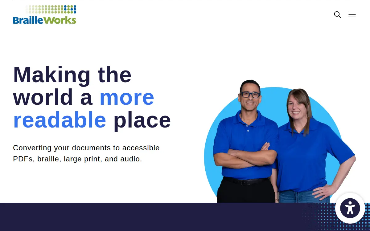 Homepage of Braille Works International INC