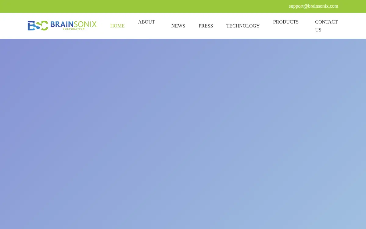 Homepage of Brainsonix Corporation
