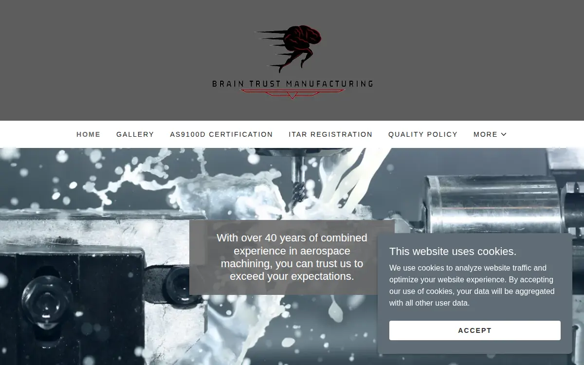 Homepage of Brain Trust Manufacturing, Limited