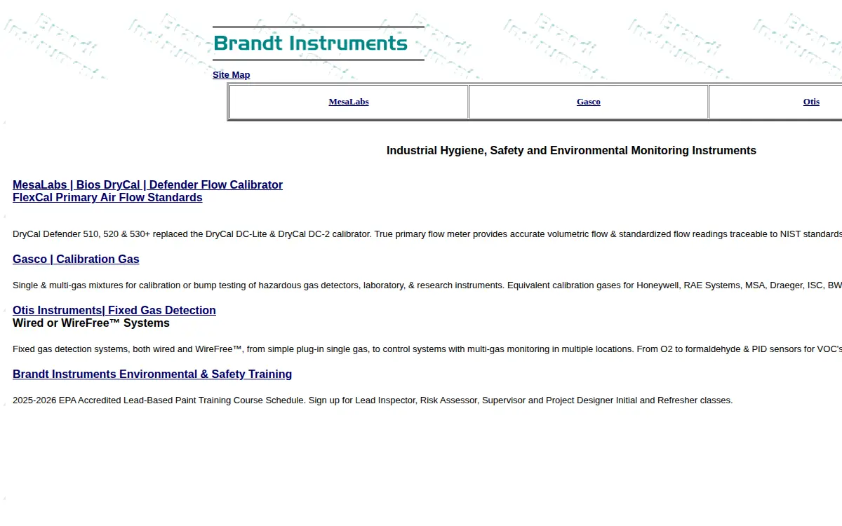 Homepage of Brandt Instruments, INC.