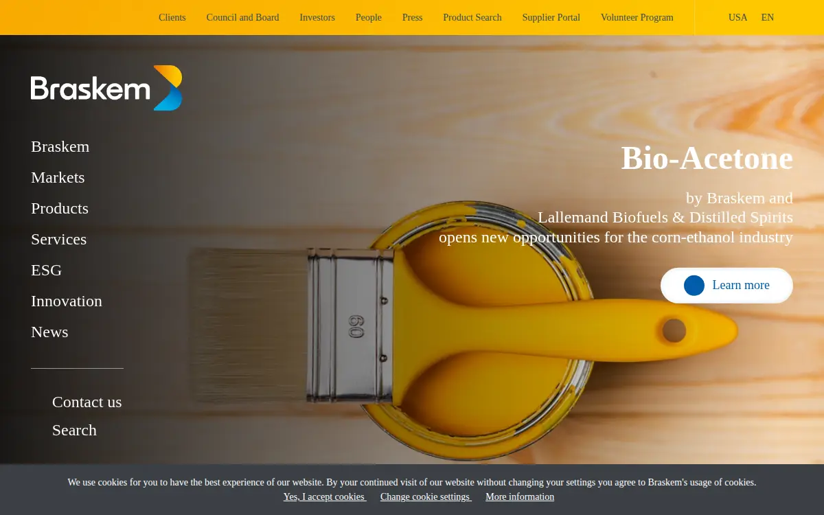 Homepage of Braskem America, INC