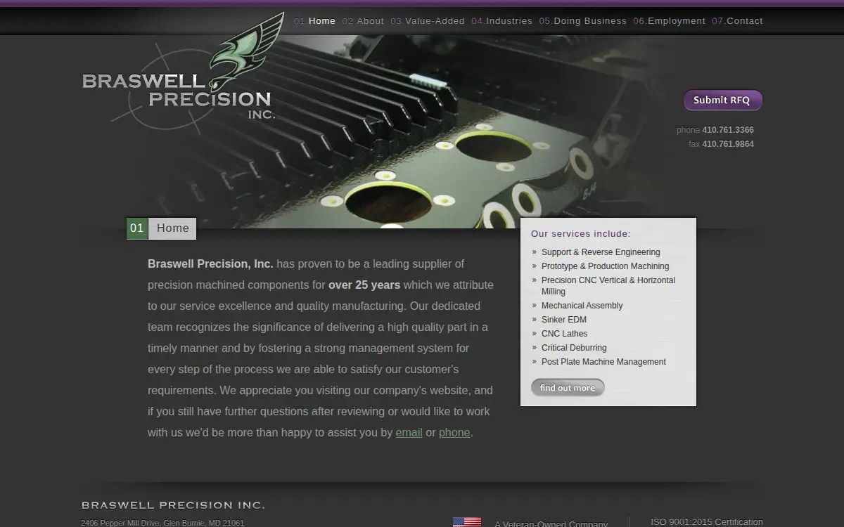 Homepage of Braswell Precision INC