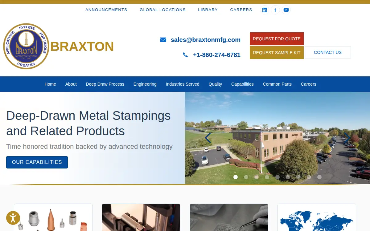 Homepage of Braxton Manufacturing Company, INC.