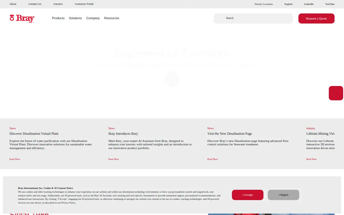 Homepage of Bray Sales INC.