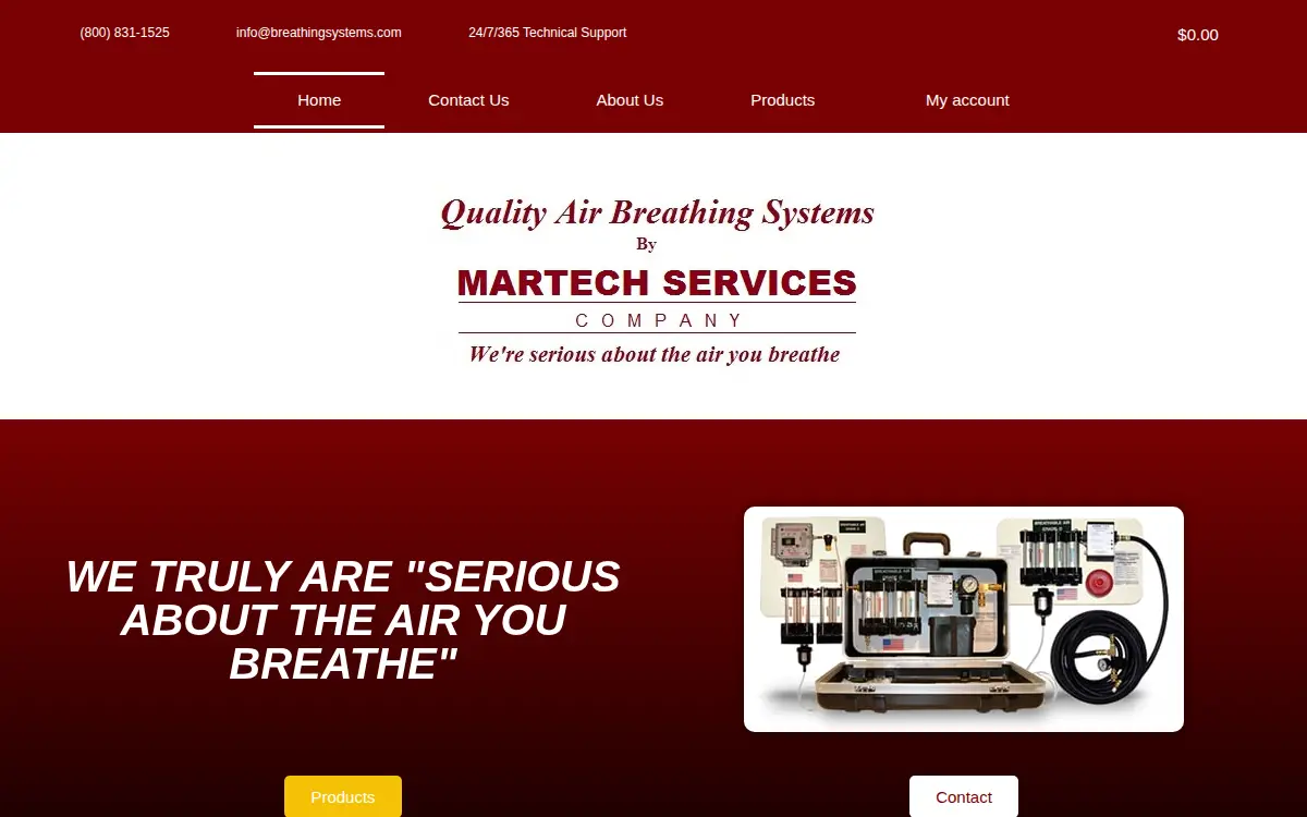 Homepage of Martech Services Company