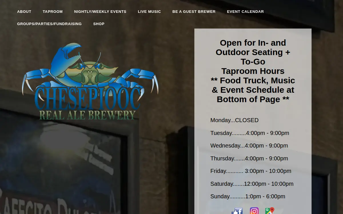 Homepage of Chesepiooc Real Ale Brewery, INC.