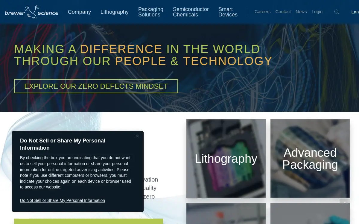 Homepage of Brewer Science INC
