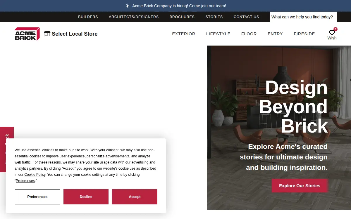 Homepage of Acme Brick CO