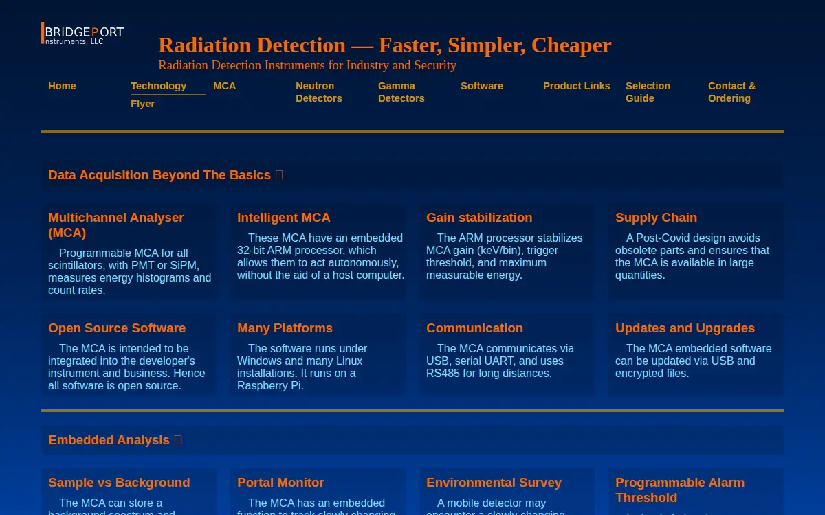 Homepage of Bridgeport Instruments LLC