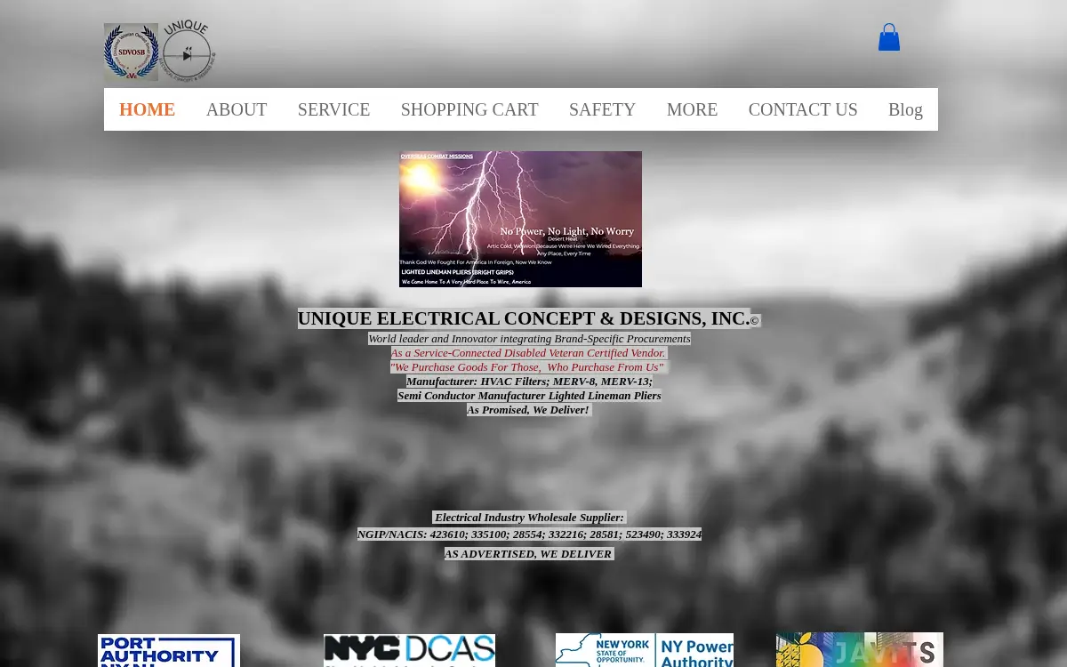Homepage of Unique Electrical Concept & Designs, INC.