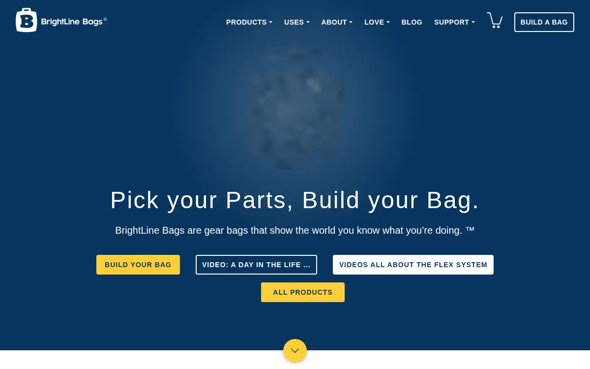 Homepage of Brightline Bags, INC