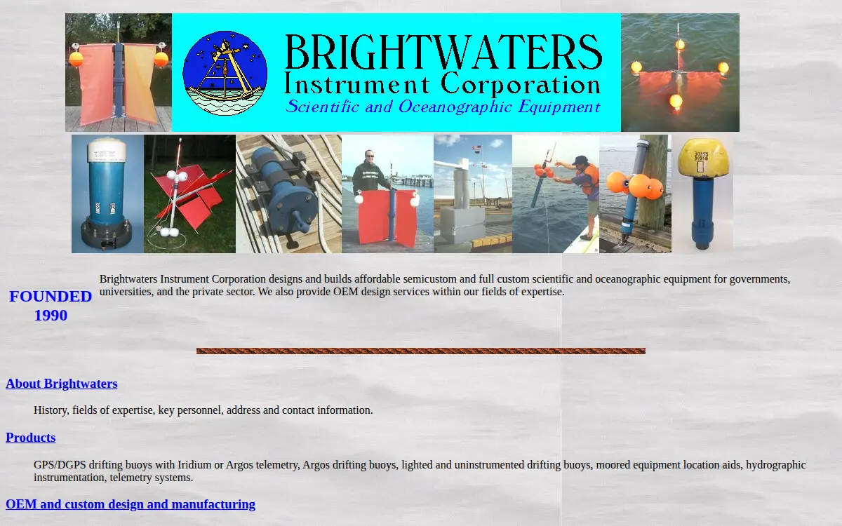 Homepage of Brightwaters Instrument CORP