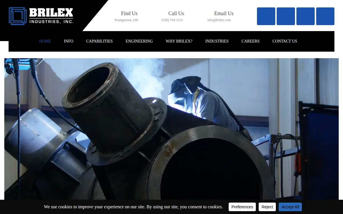 Homepage of Brilex Industries INC