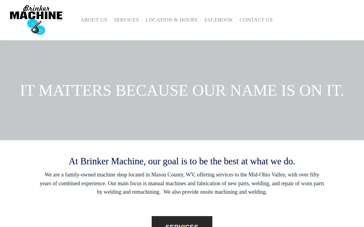 Homepage of Brinker Machine LLC